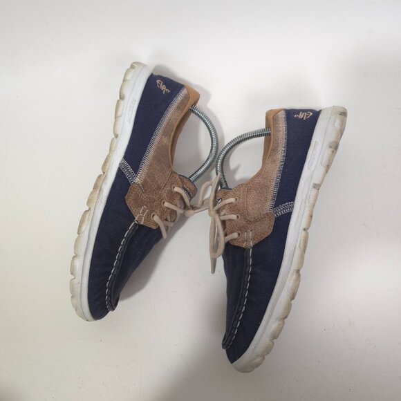 Skechers Relaxed Fit Women's Breathe Easy Fortune Knit Boat Shoes Navy Tan 8.5 - Picture 3 of 10